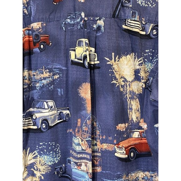 Bit & Bridle Vintage Classic Pick Up Trucks Print Button Up Shirt Mens Size L - Picture 4 of 12